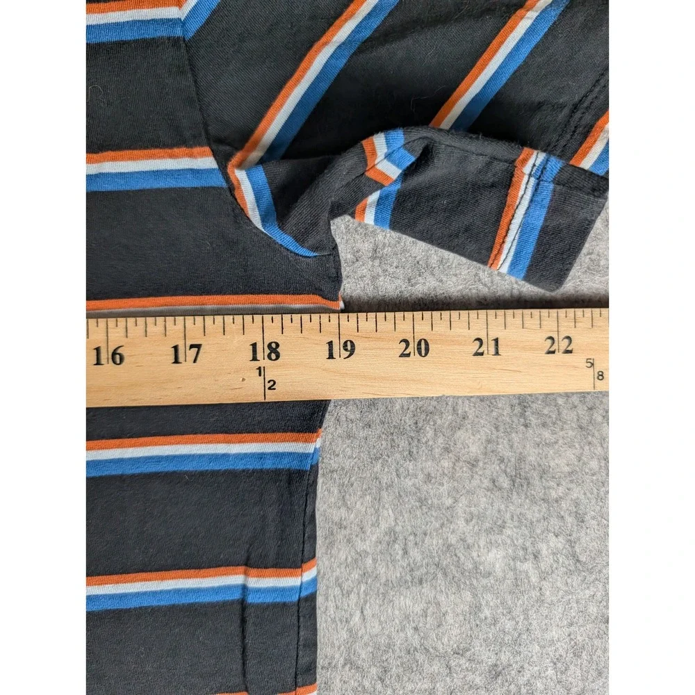 Nike Mens Striped Short‎ Sleeve Crewneck T-Shirt Black Blue Orange Swoosh Logo